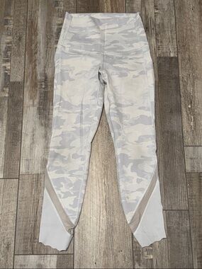 lululemon athletica White & Light Gray Camo High-Rise Leggings with Mesh Panels